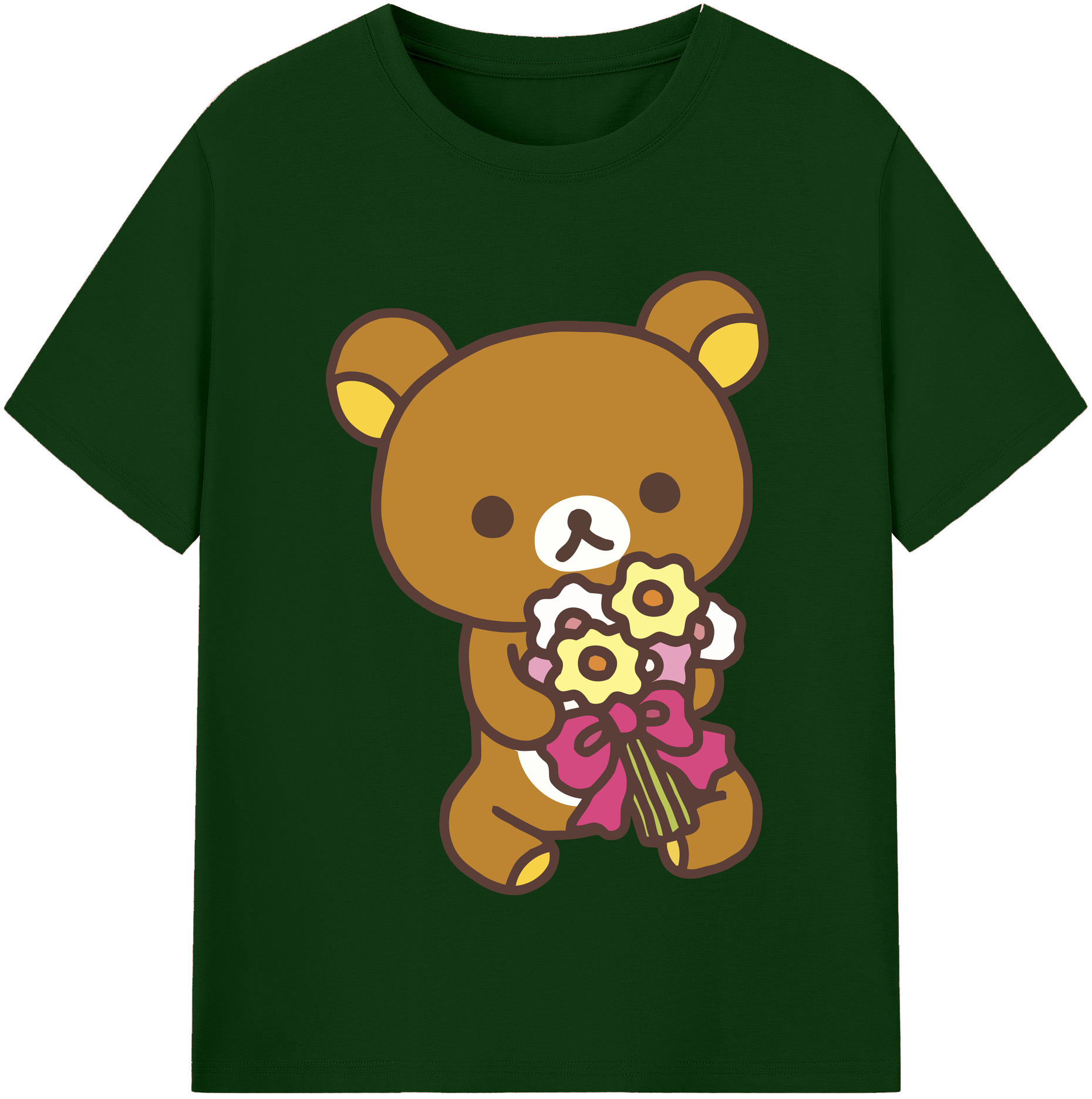 （画像用） リラックマ リラックマ キイロイトリ Rilakkuma Korilakkuma Kiiroitori 綿100％半袖Tシャツ（フロントプリント）